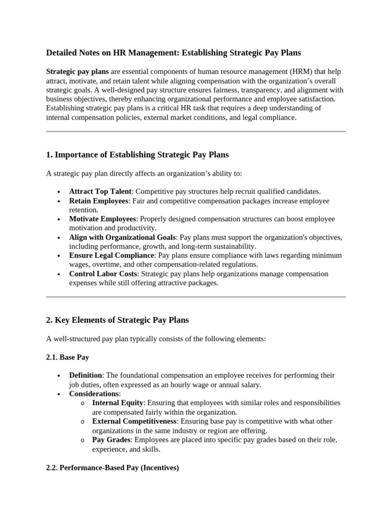 Strategic Pay Plans in HR Management | PDF | Cost Of Living ...