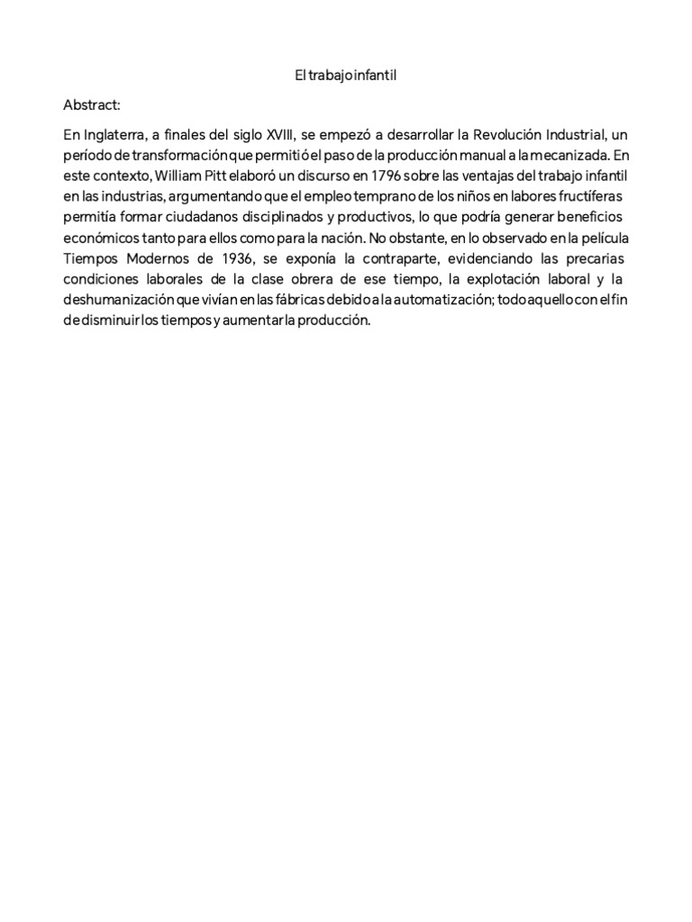 Trabajo Infantil en la Revolución Industrial | PDF