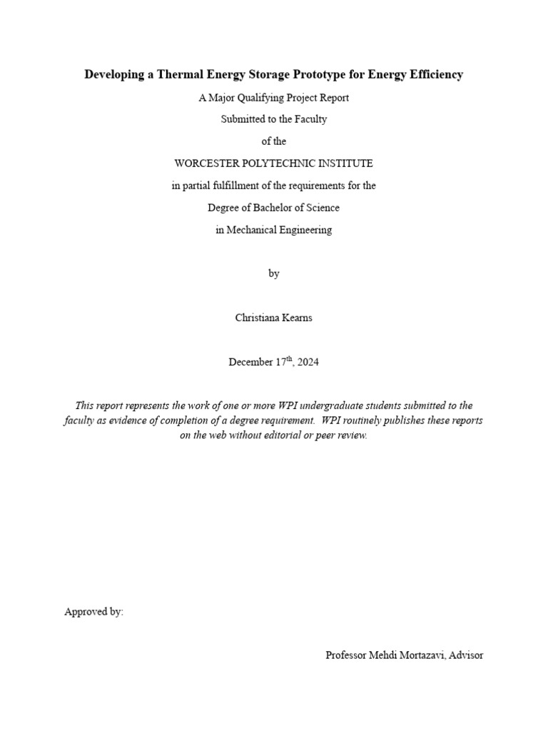 Thermal Energy Storage Prototype Design | PDF | Renewable Energy ...