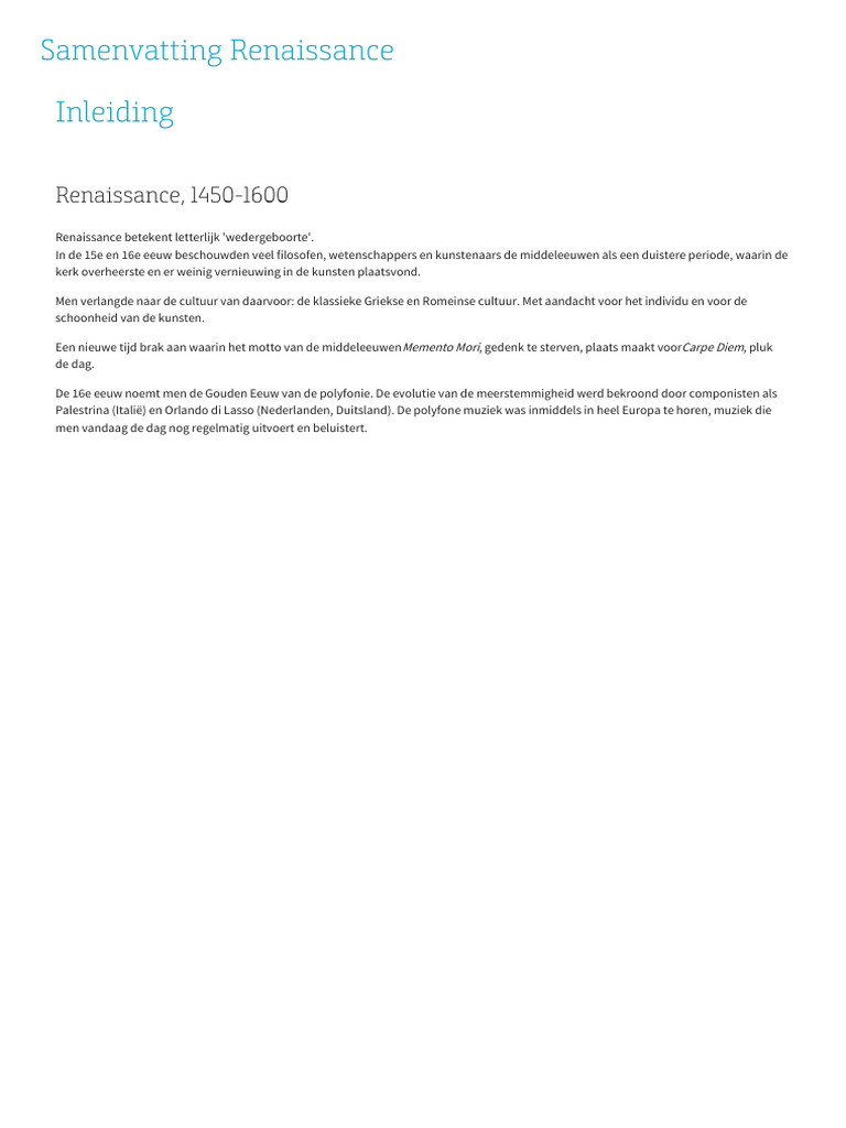 BeatsNbits Samenvatting Renaissance | PDF