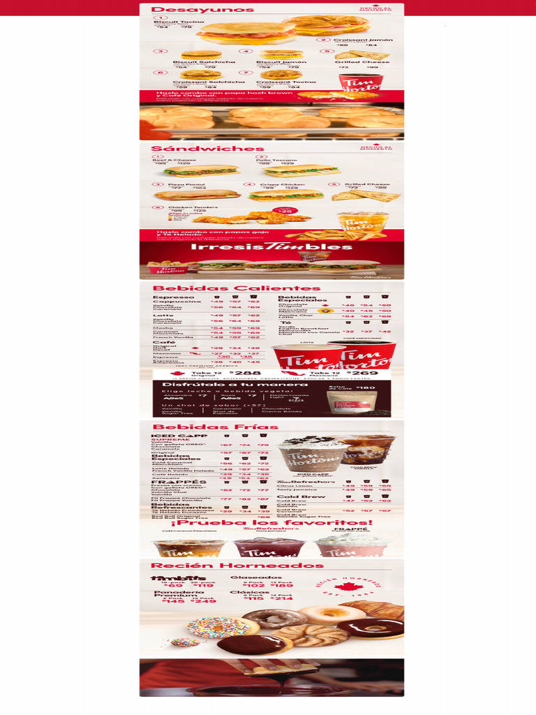 Menú Tim Hortons VF | PDF