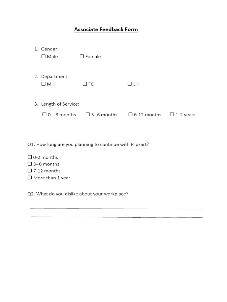 Associate Feedback Form6 | PDF