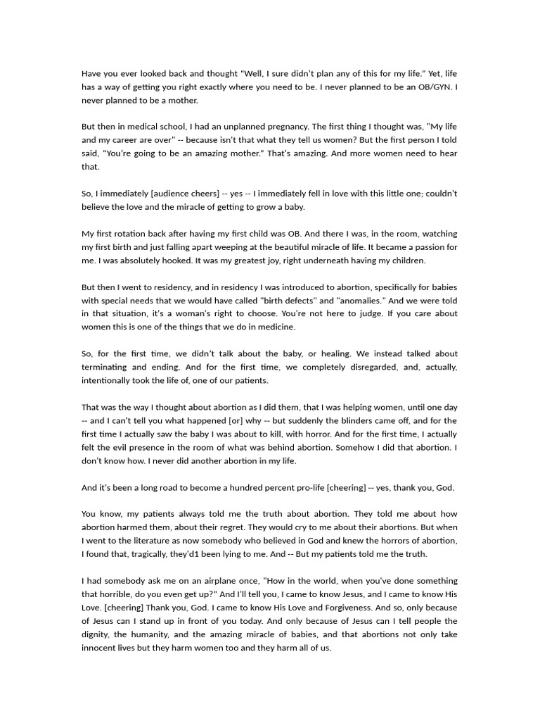 Pro-Life Journey: From Abortionist to Advocate | PDF | Anti Abortion ...