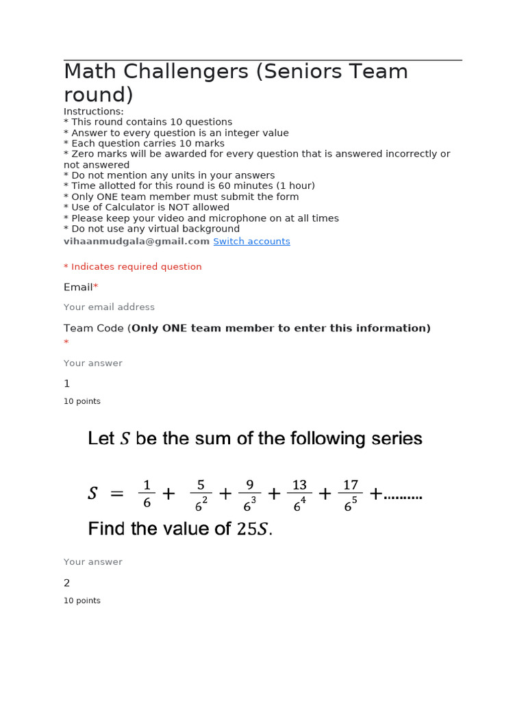 Math Challengers INFINITY | PDF