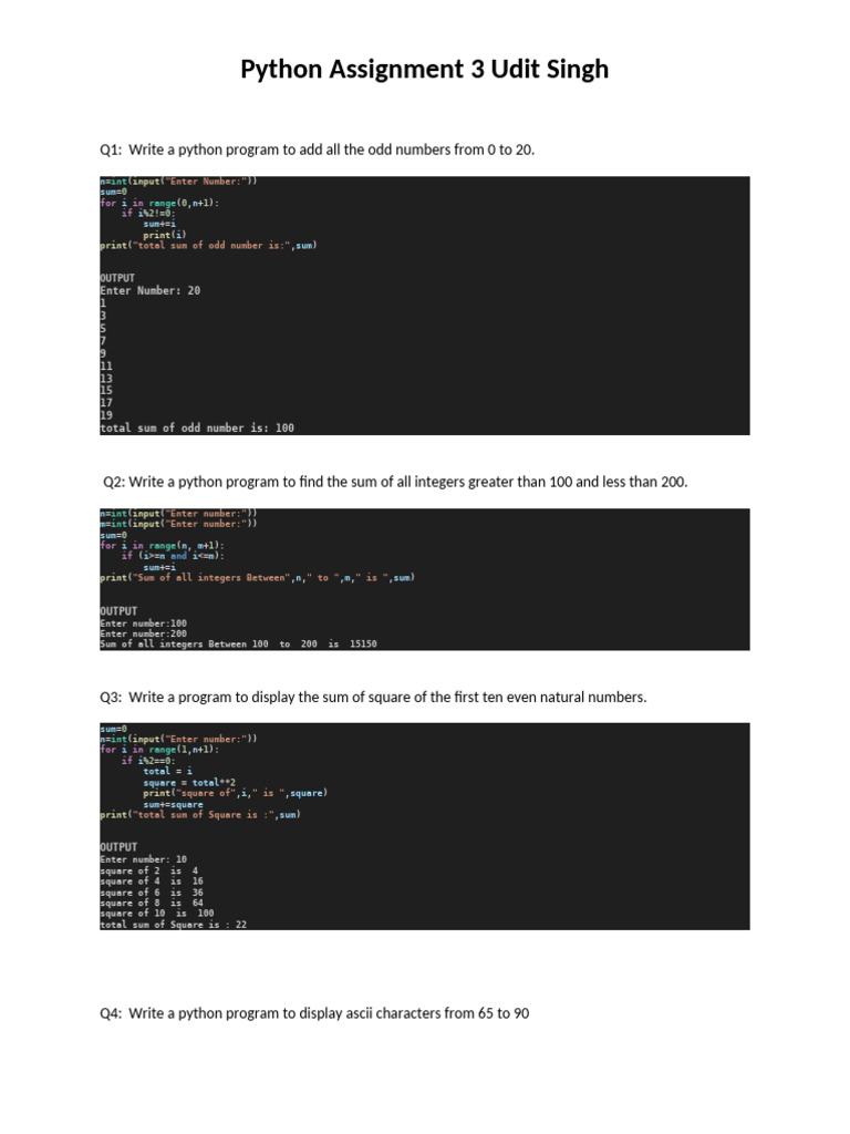 Assignment 3 Python Udit Singh | PDF | Computer Programming | Number Theory