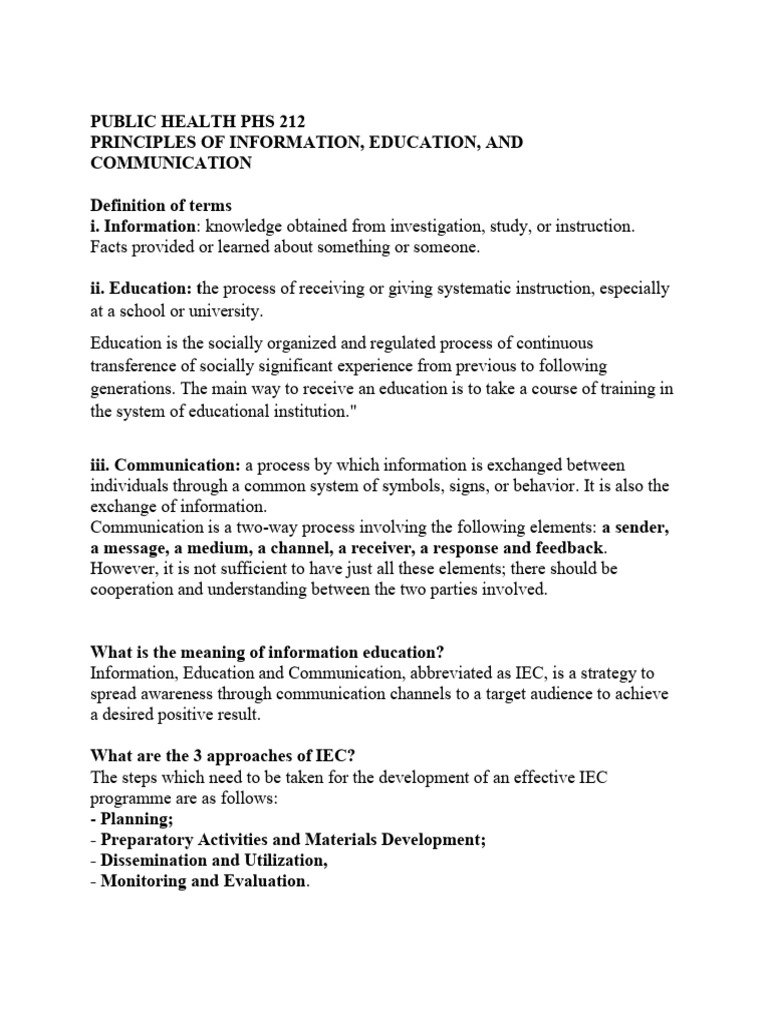 IEC Strategies for Public Health Education | PDF