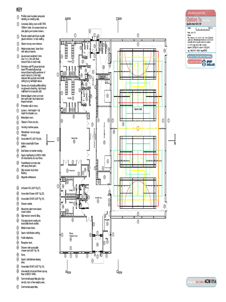 4 Court Sports Hall Opt 1c Floor Plan 1 | PDF