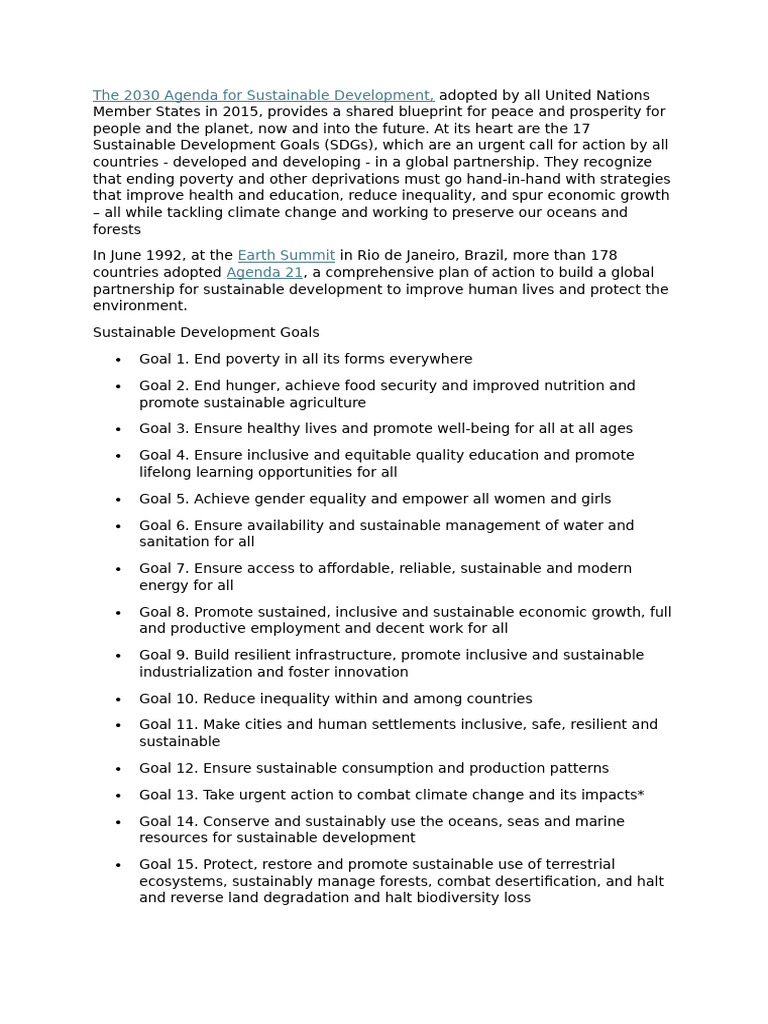 Overview of Sustainable Development Goals | PDF | Sustainability ...