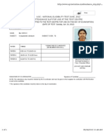 Ugc - National Eligibility Test June, 2012 Attendance Slip For Use at The Test Centre