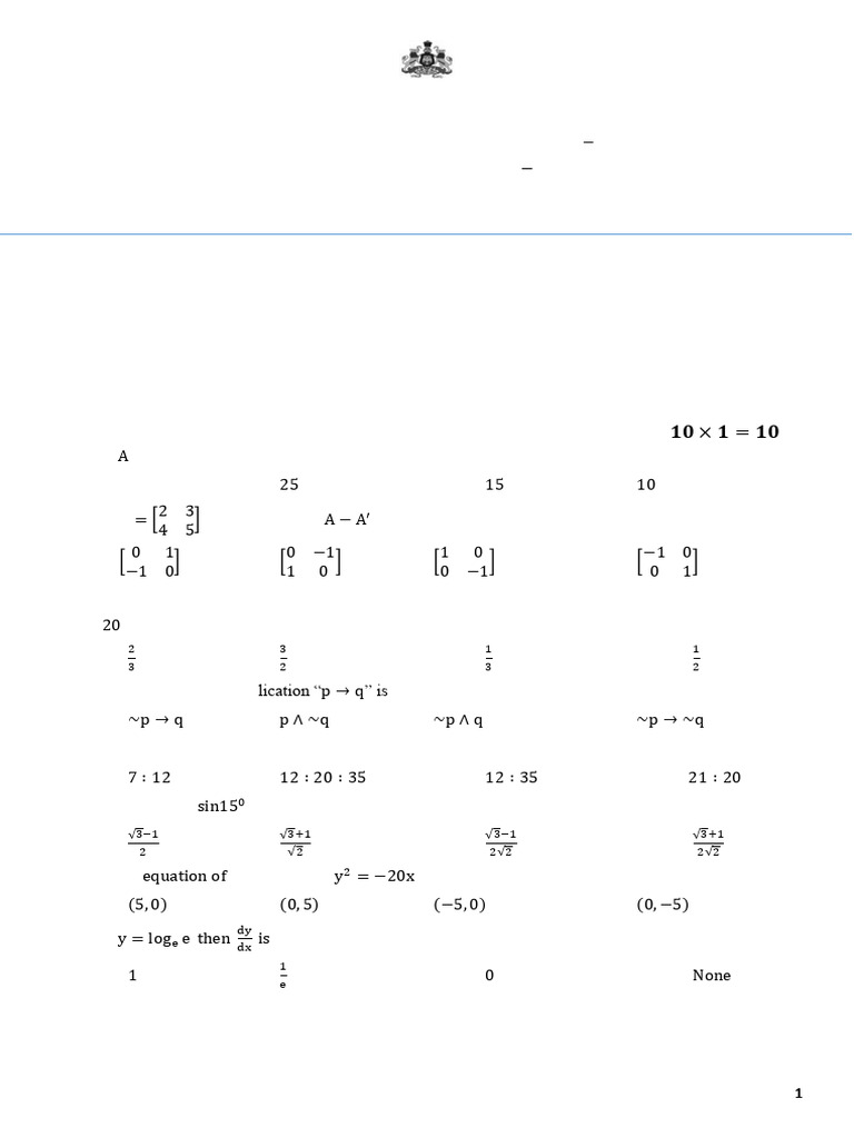 2025-26 II PU Basic Maths Model Paper | PDF | Mathematics