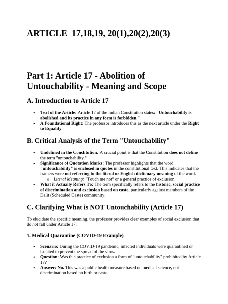 Understanding Article 17: Untouchability Laws | PDF | Presumption Of ...