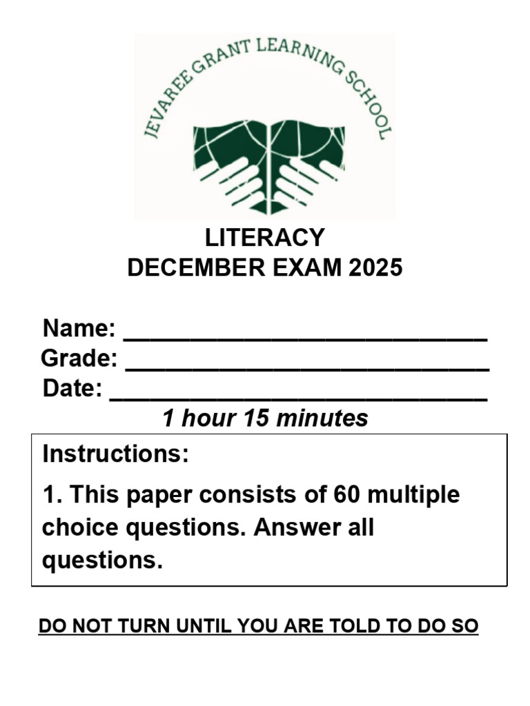 Literacy Exam December 2025 | PDF | Linguistic Typology | Languages