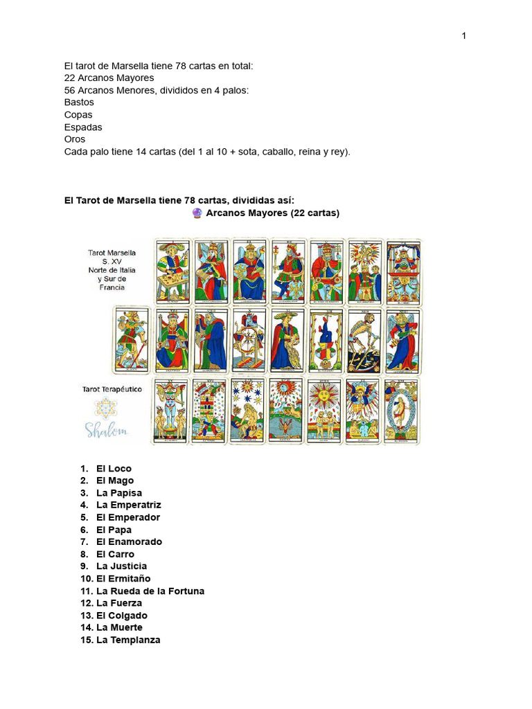Estructura y Significado del Tarot de Marsella | PDF | Tarot