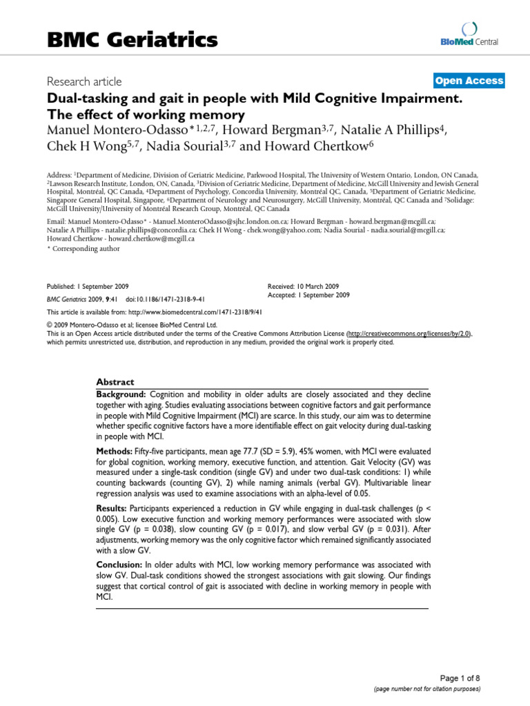 2009 - Dual-tasking and Gait in People With Mild Cognitive Impairment ...