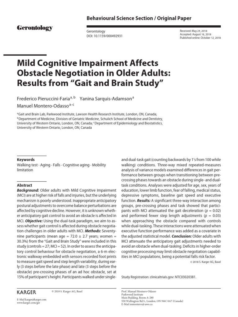 MCI Impacts Gait in Older Adults | PDF | Dementia | Stroke