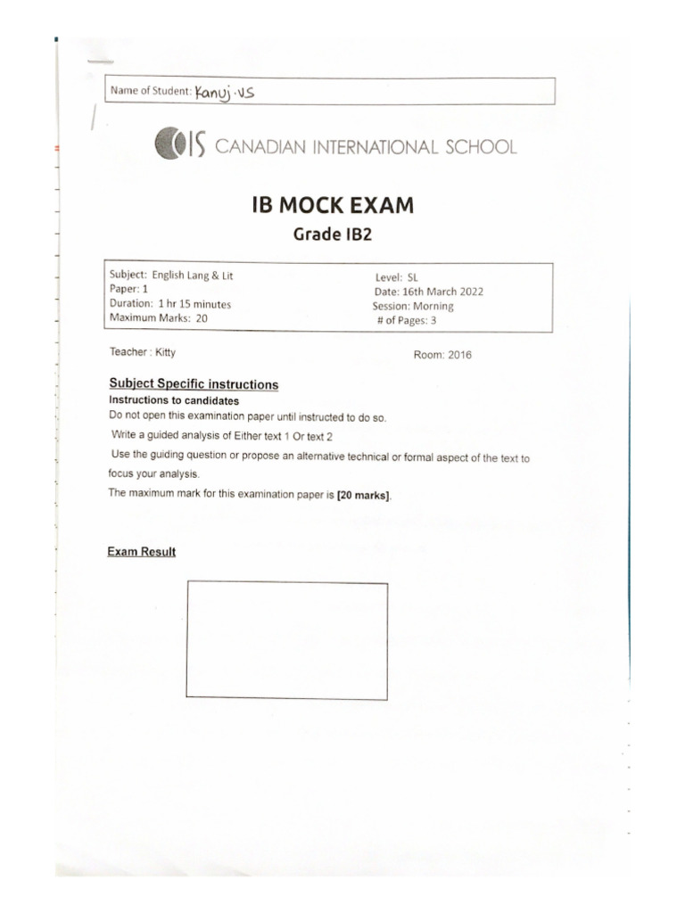 Ib Mock Exam | PDF