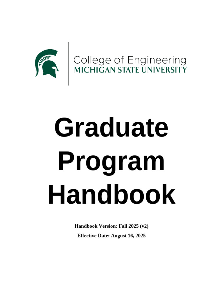 Fall 2025 -- MSU College of Engineering Graduate Program Handbook (v2 ...