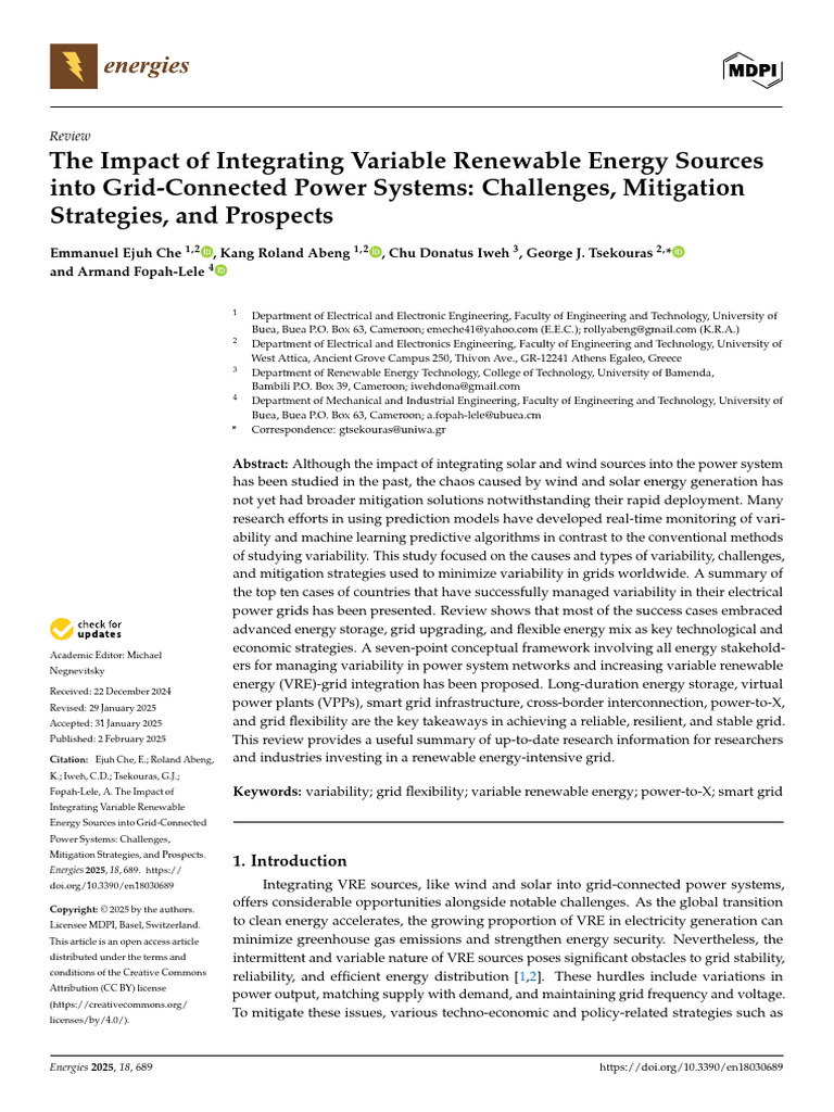 VRE Integration in Power Systems: Challenges & Solutions | PDF ...