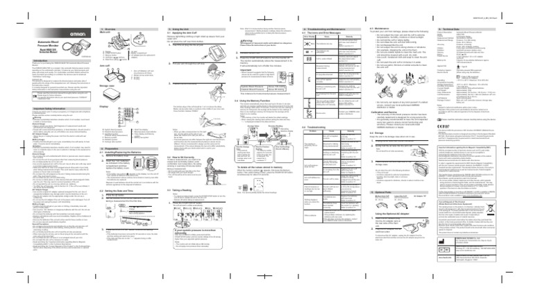 Omron hem 712c instruction manual