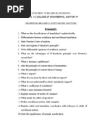 Engineering Mechanics-Short Answer Questions: Dynaimics