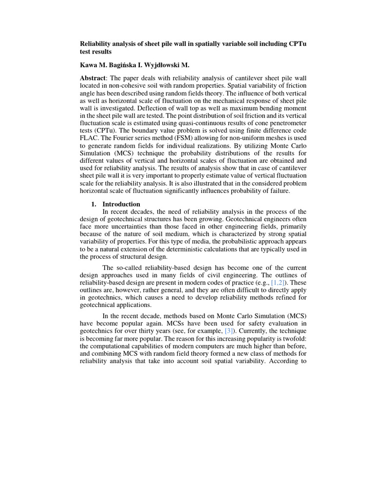 Reliability Analysis of Sheet Pile Walls | PDF | Geotechnical ...
