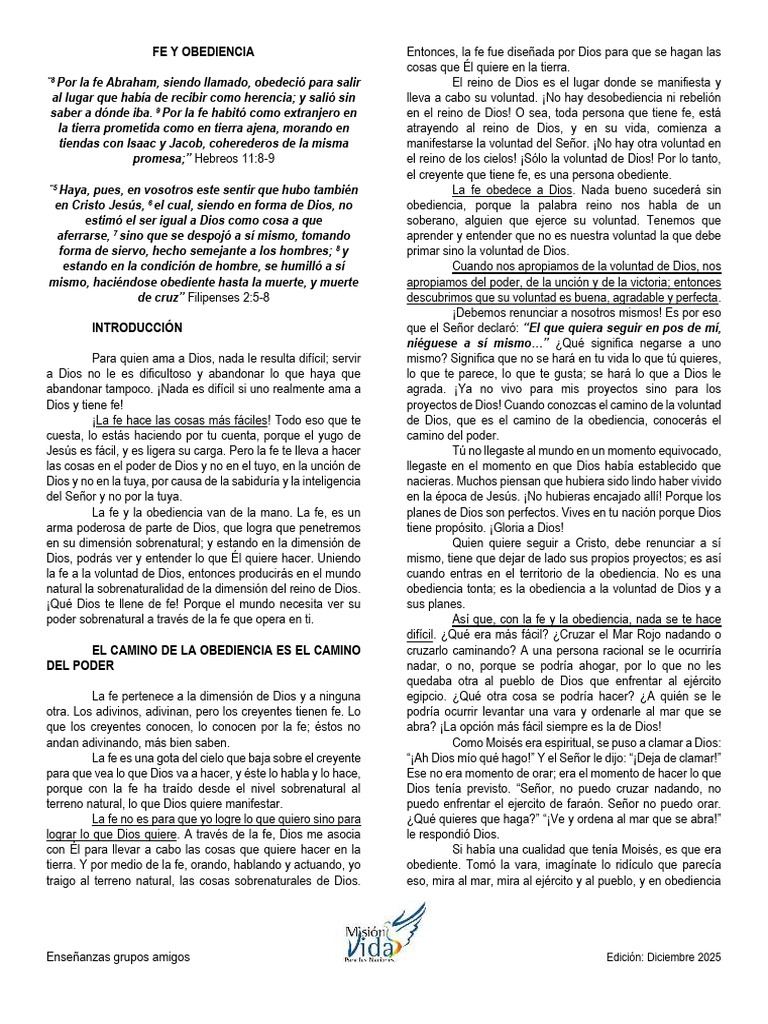 Fe y obediencia en la vida cristiana | PDF | Noé | Arca de Noé