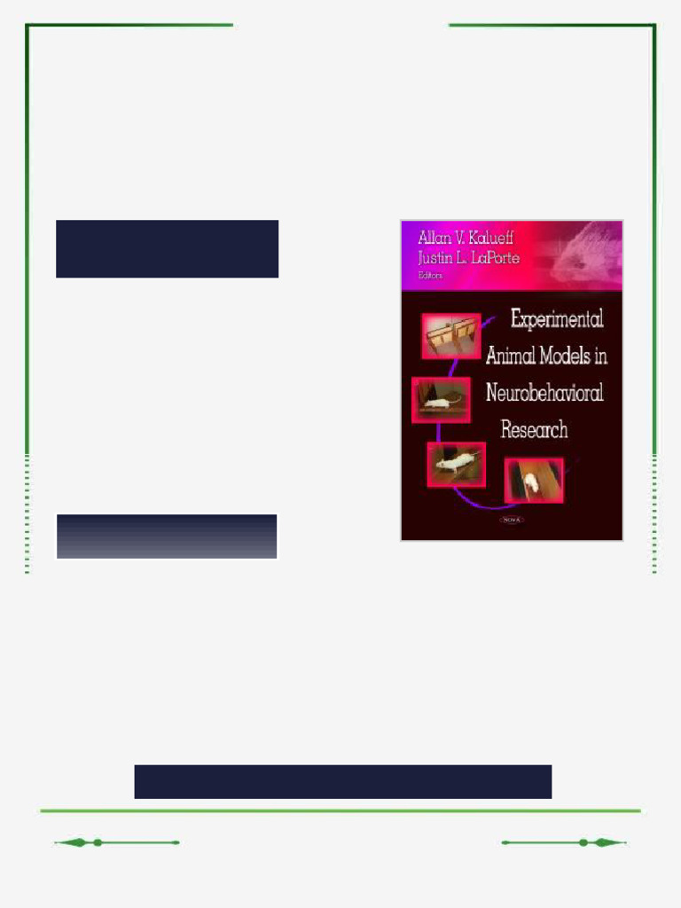 Experimental Animal Models in Neurobehavioral Research 1st Edition ...