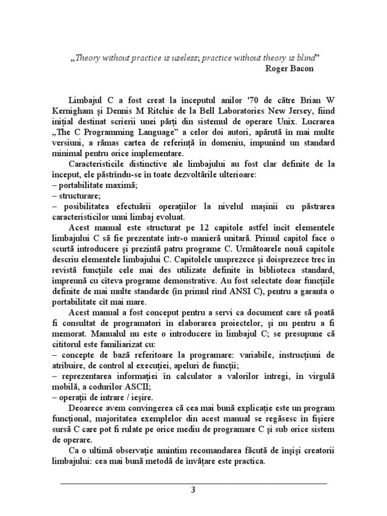 Manual de Programare C | PDF