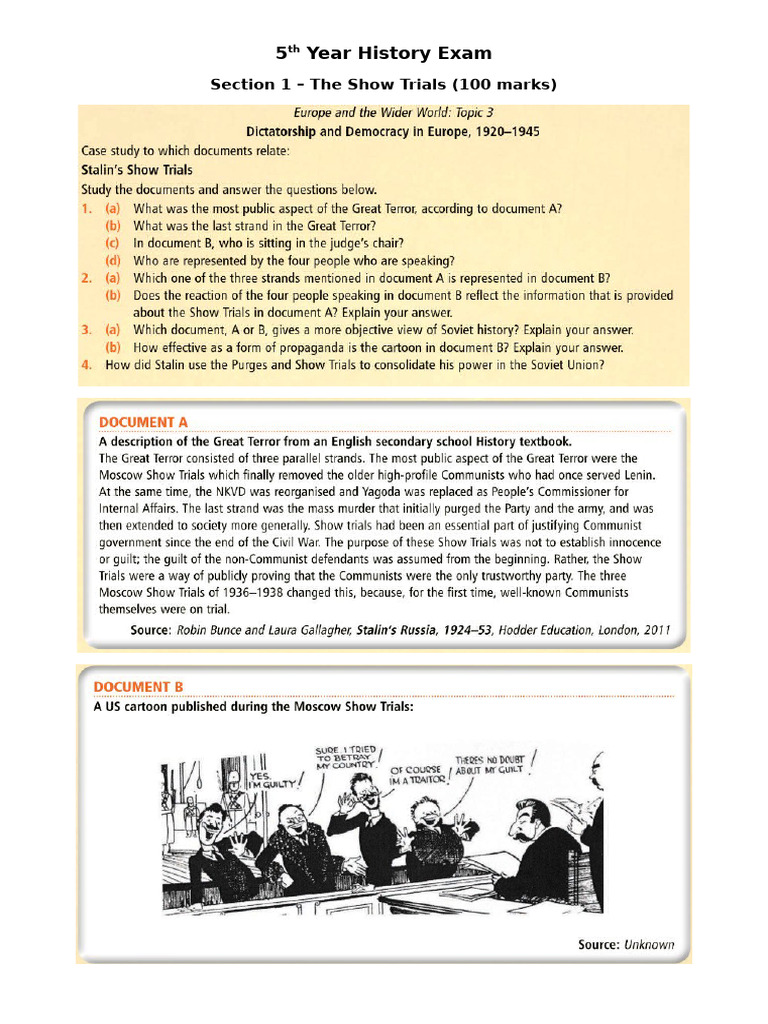 5th Year History Exam Differentiated | PDF