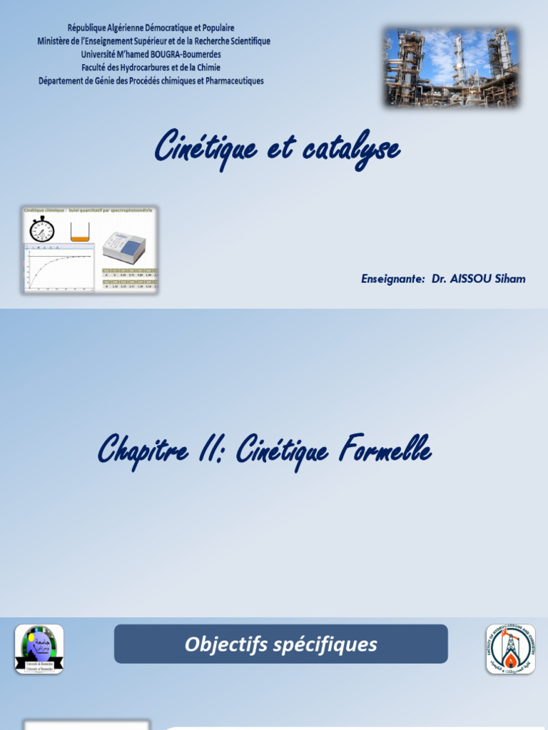 Cinétique des Réactions Chimiques | PDF | Cinétique chimique | Chimie ...
