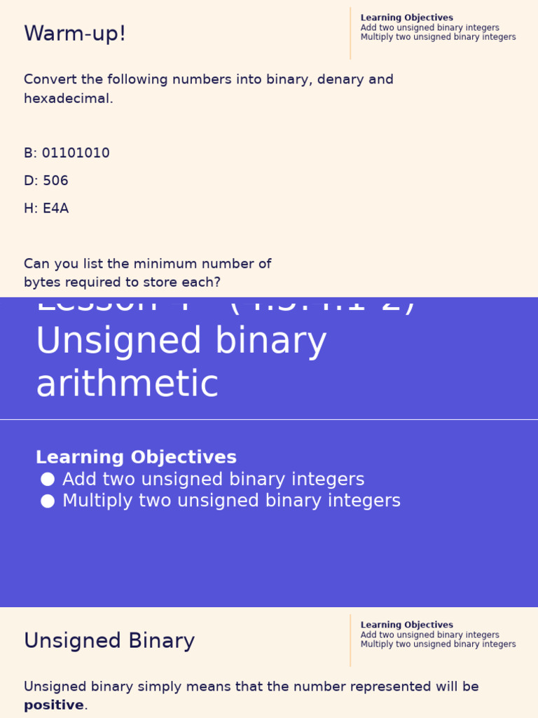 Binary Arithmetic: Addition & Multiplication | PDF | Integer (Computer ...