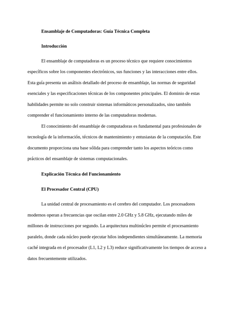 Guía Completa de Ensamblaje de Computadoras | PDF | Almacenamiento de ...