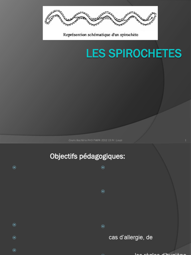 Cours de Bactériologie : Spirochètes et Syphilis | PDF | Maladie de ...