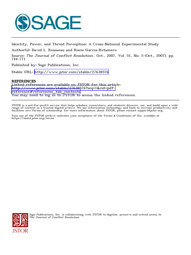 Identity and Threat Perception Study | PDF | Attitude (Psychology ...