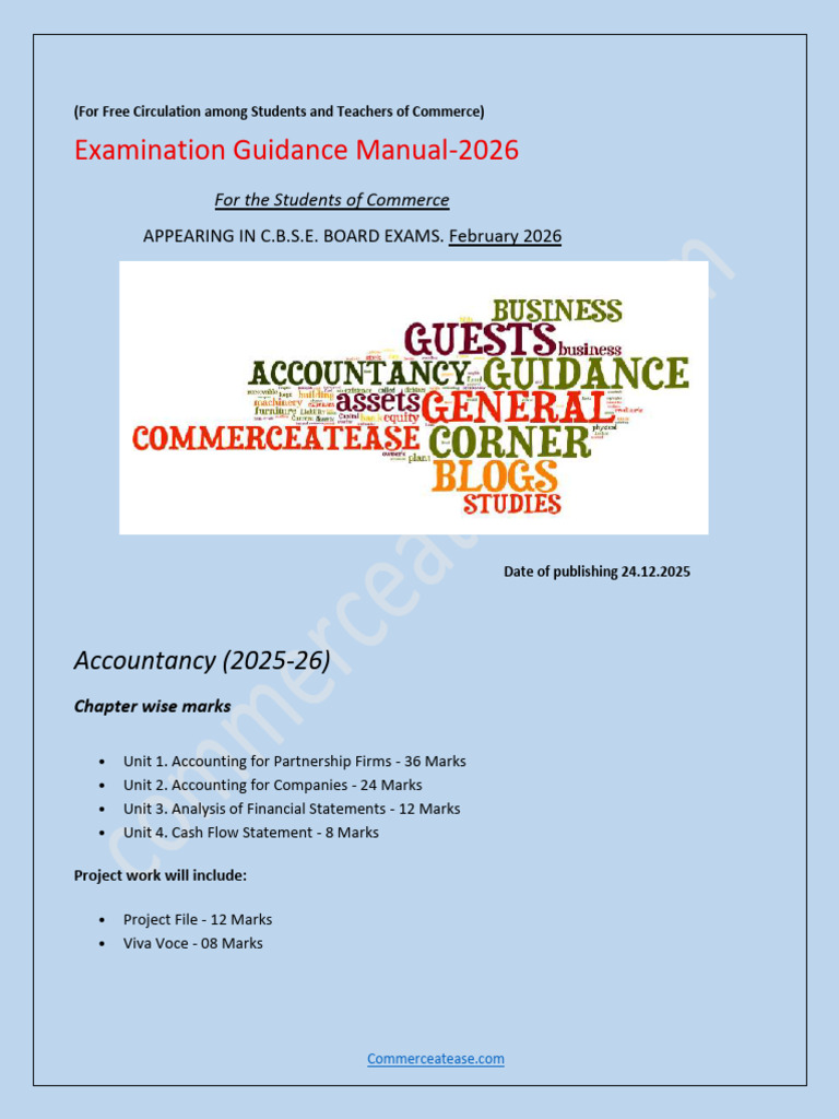 CBSE Commerce Exam Guide 2026 | PDF | Multiple Choice | Accounting