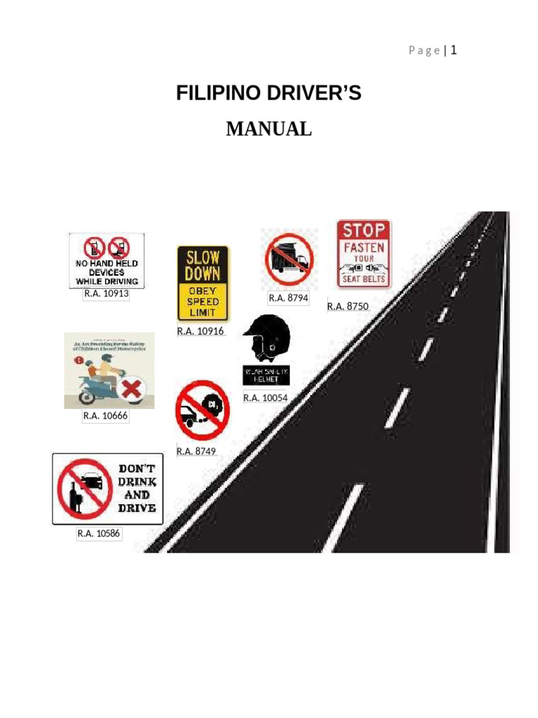 Filipino Driver's Manual: Traffic Signs | PDF | Intersection (Road ...