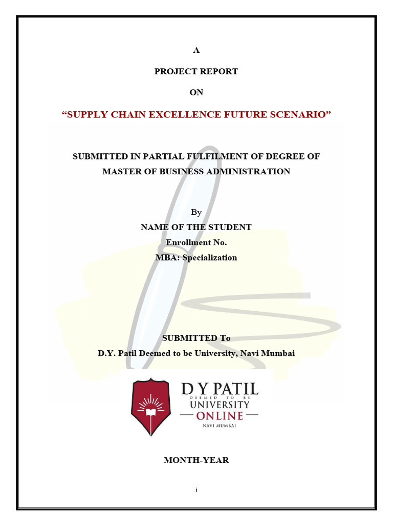 MBA Project online | PDF | Supply Chain | Supply Chain Management