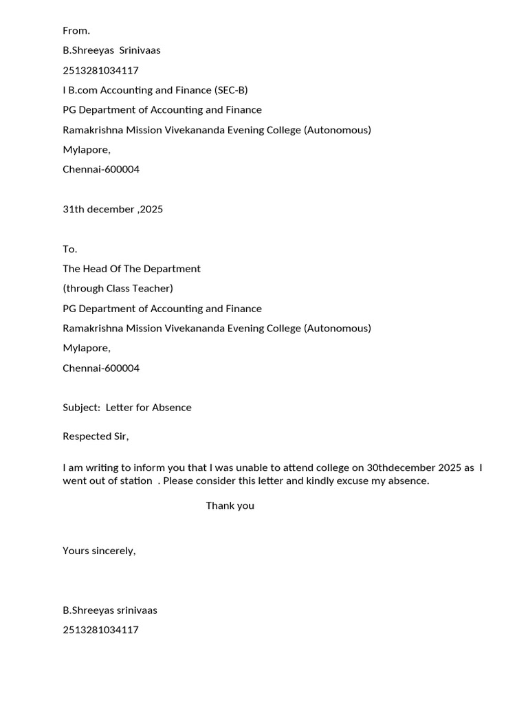 Leave Letter | PDF