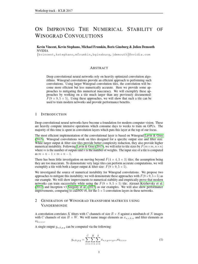 Enhancing Winograd Convolution Stability | PDF | Matrix (Mathematics ...