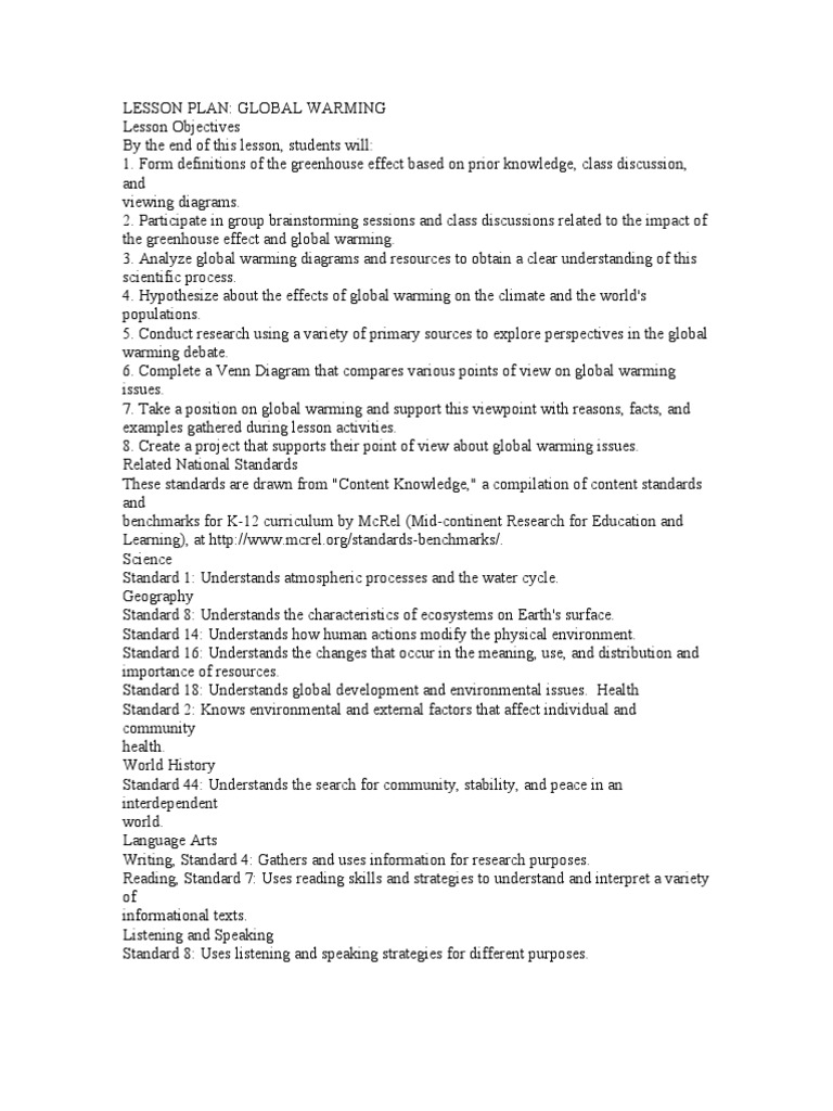 Lesson Plan | PDF | Global Warming | Kyoto Protocol