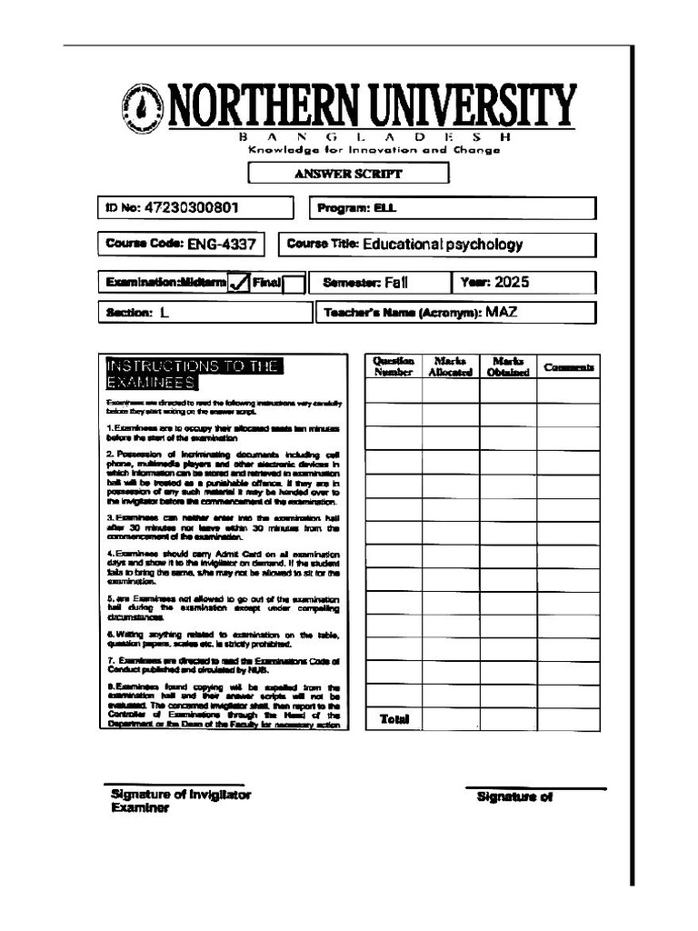 ID-47230300801 - ENG-4337 - Sec-L - Mid Scripts | PDF