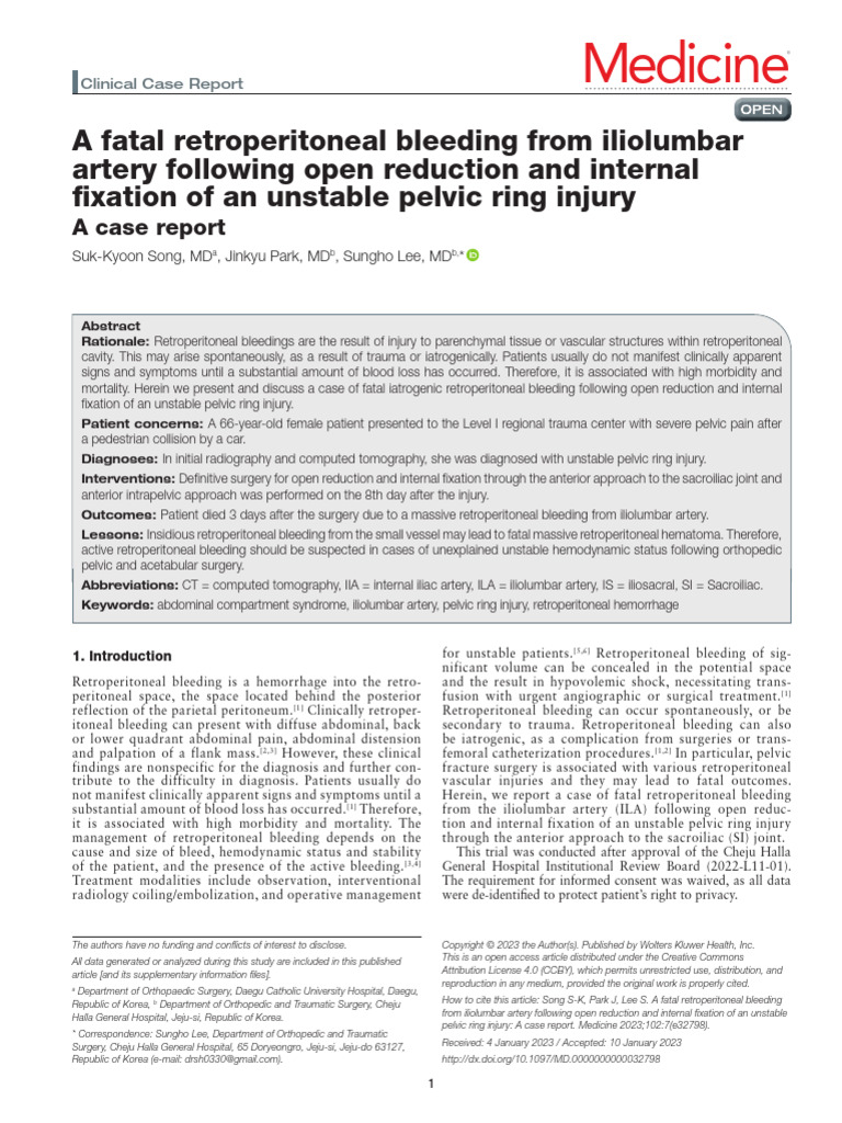 Fatal Retroperitoneal Bleeding Case Report | PDF | Pelvis | Bleeding