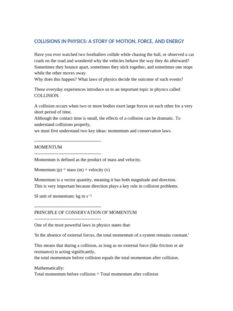 Understanding Physics of Collisions | PDF | Collision | Momentum