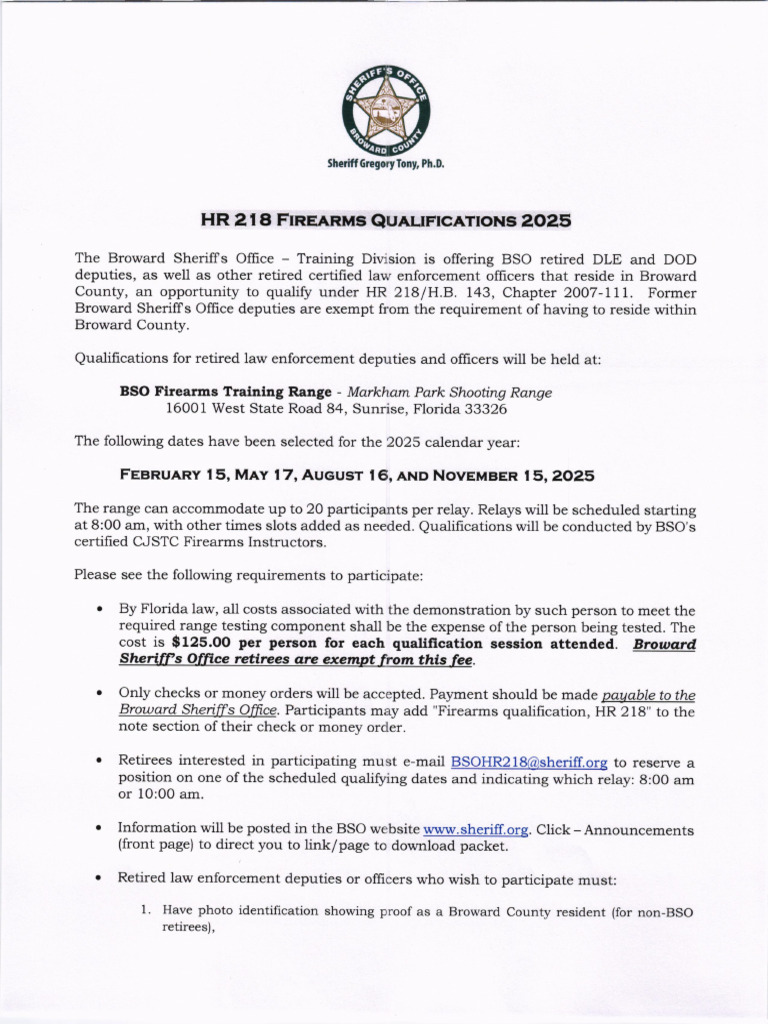 2025 HR 218 Firearms Qualification Dates | PDF | Firearms | Projectile ...