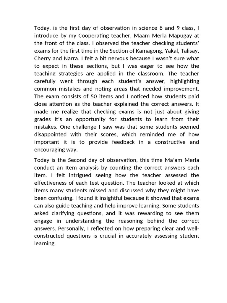 Classroom Observation Insights on Exam Feedback | PDF
