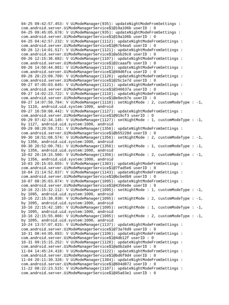 Android Night Mode Update Logs | PDF