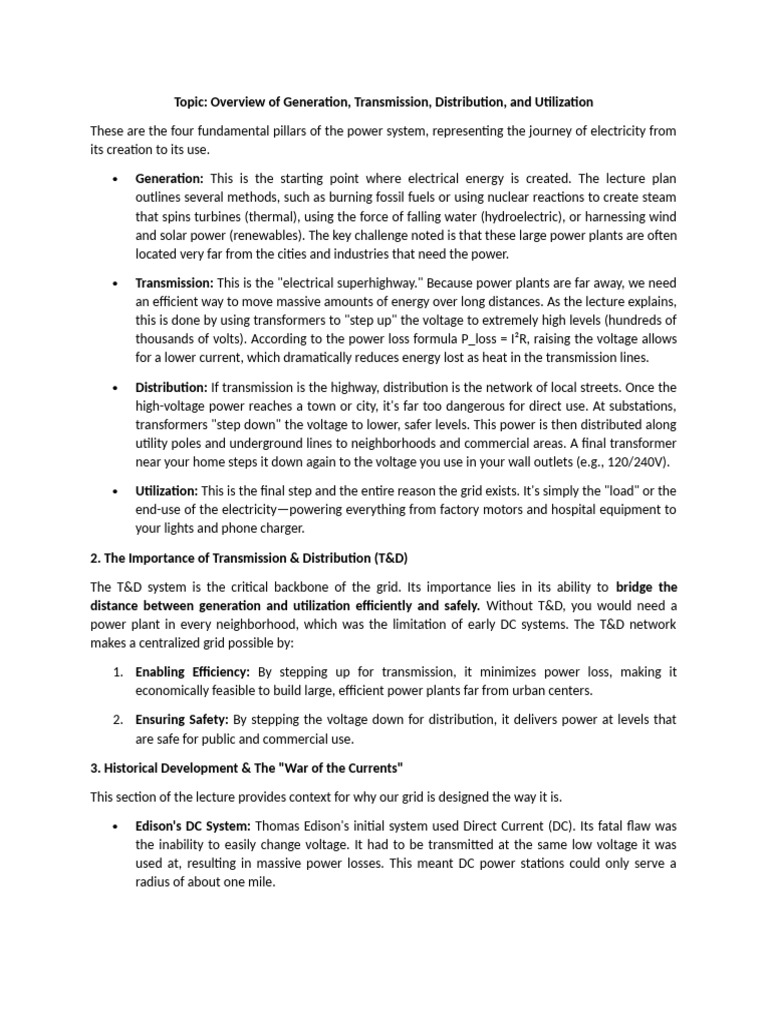 Power System Overview: Generation to Utilization | PDF | Alternating ...