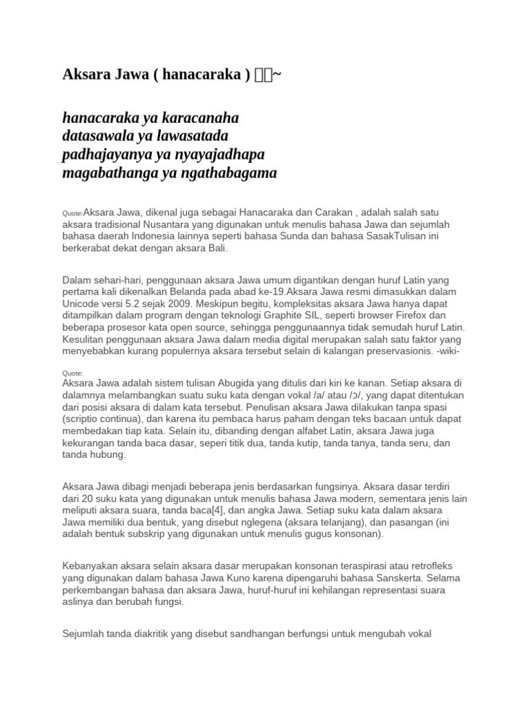 Panduan Lengkap Aksara Jawa Hanacaraka | PDF