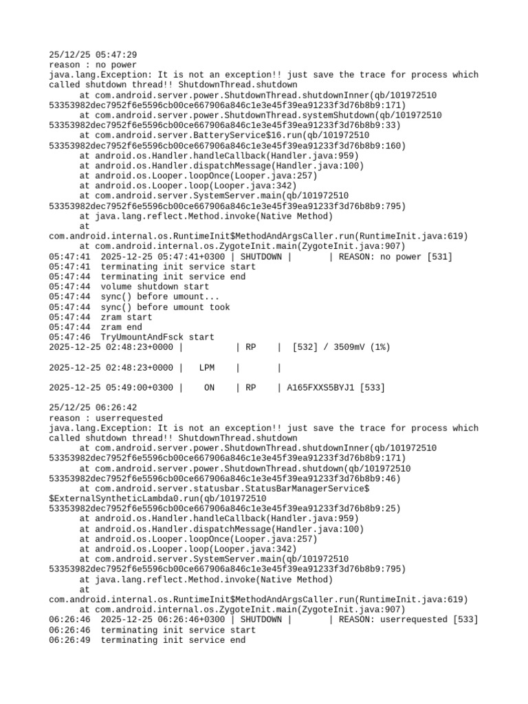 Android Shutdown Reasons Log Analysis | PDF | Cloud Clients | Embedded ...
