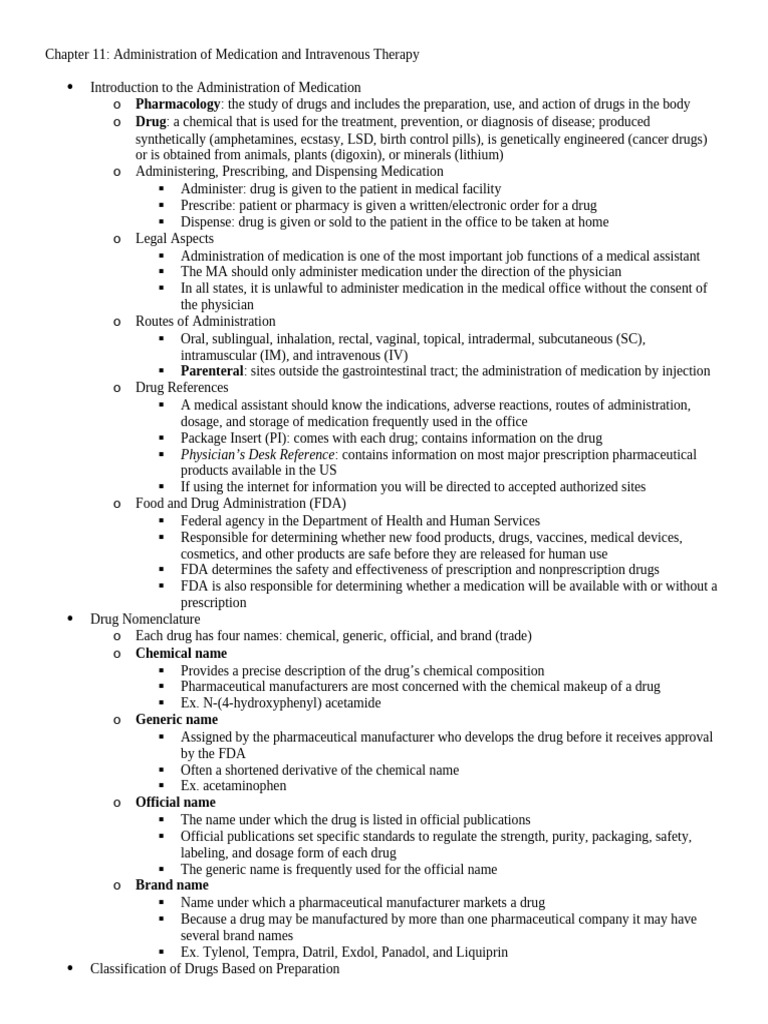 Administration of Medication and Intravenous Therapy | PDF | Medical ...